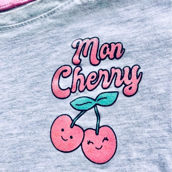 4/$20💥6 🍒 Mon Cherry Ma Cherie Super Soft Heathered Grey Crew Neck T-Shirt - Picture 2 of 6